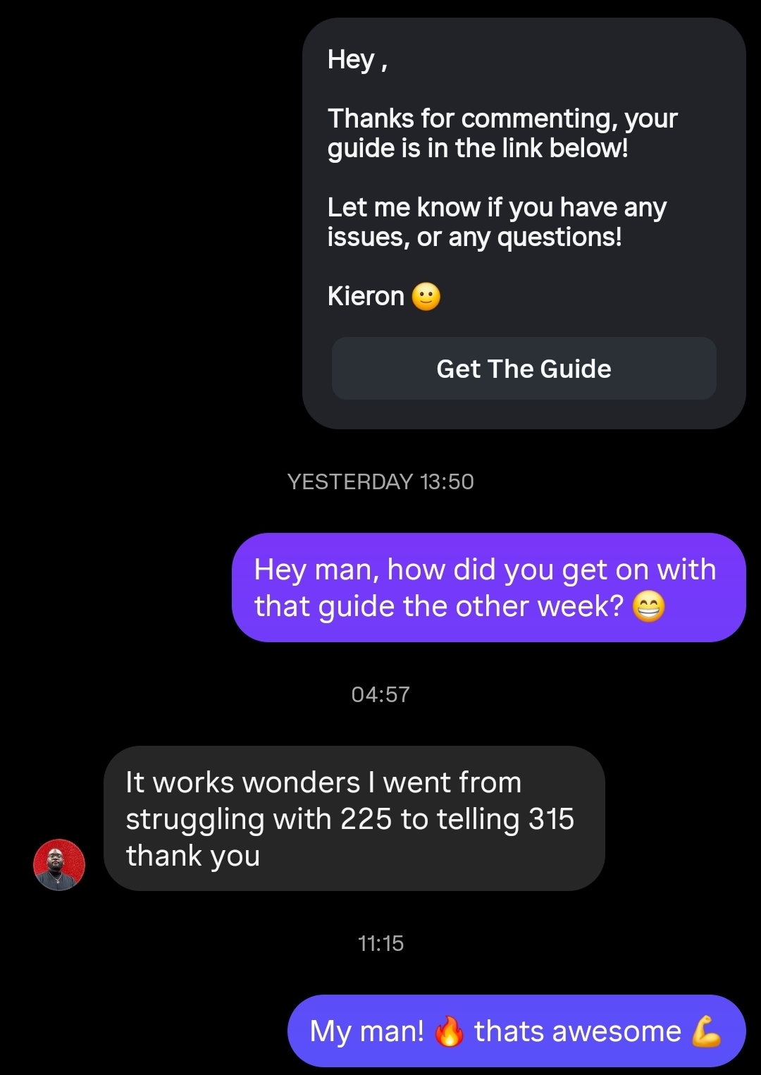 Message from someone who used the guide